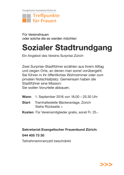 Sozialer Stadtrundgang - Evangelischer Frauenbund Zürich
