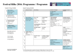 Festival Rilke 2016: Programme / Programm