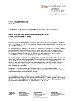 Stellenausschreibung - Zentrum für Psychotherapie Chemnitz