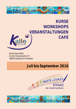 Kalle-Programm Juli bis September 2016