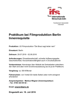 Praktikum bei Filmproduktion Berlin Innenrequisite