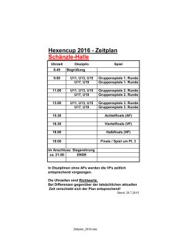 Hexencup 2016 - Zeitplan Schänzle-Halle