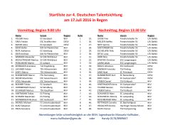 Startliste zur 4. Deutschen Talentsichtung am 17.Juli 2016 in Regen