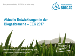 Aktuelle Entwicklungen in der Biogasbranche – EEG 2017