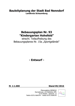 Entwurf des Bebauungsplans