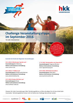 Challenge Veranstaltungstipps im September 2016