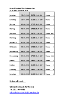 Speedkurs-Unterrichtsplan als
