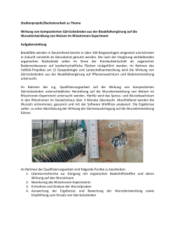 Studienprojekt/Bachelorarbeit zu Thema Wirkung von kompostierten