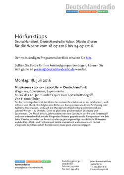 Hoerfunktipps KW 29