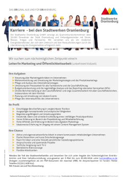 Leiter/in Marketing und Öffentlichkeitsarbeit