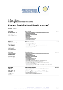 In Ihrer N&auml;he Ihre frei praktizierende Hebamme Kantone Basel