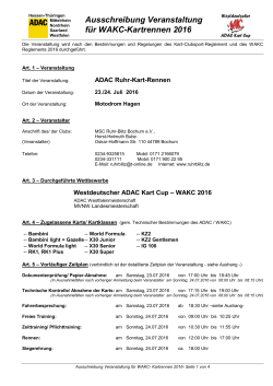 Ausschreibung ADAC Ruhr-Kart