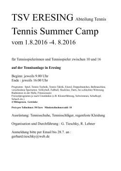 Tennis Summer Camp - TSV