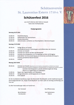 Festprogramm Sch&uuml;tzenfest 2016 - St. Laurentius Estern 1710 eV