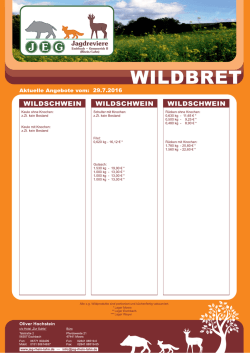 Aktuelle Wildbretangebote - JEG Rhein-Lahn