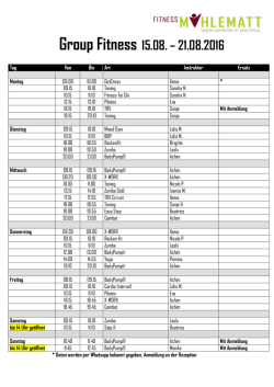 Group Fitness 15.08. &ndash; 21.08.2016