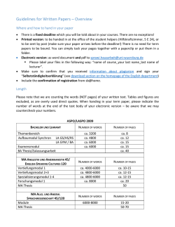 Guidelines for Written Papers &ndash; Overview