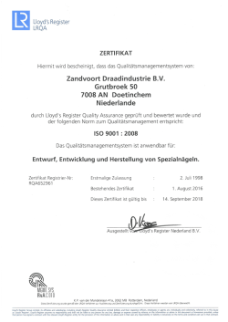 ISO-Zertifikat - Zandvoort Draadindustrie BV