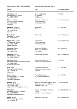 Liste der Nachhilfelehrer - Gemeinde Ubstadt