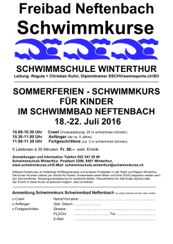 Freibad Neftenbach Schwimmkurse
