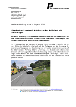 E-Bike-Lenker kollidiert mit Lieferwagen