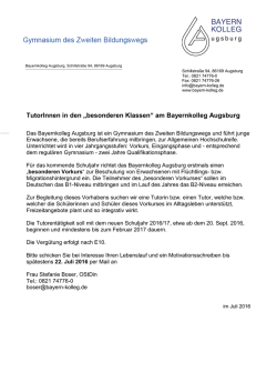 TutorInnen in den „besonderen Klassen“ am - Phil.