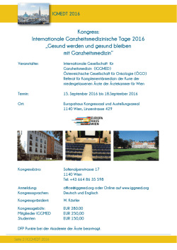 Internationale Ganzheitsmedizinische Tage 2016