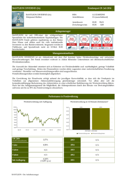 Fondsreport 29. Juli 2016 BANTLEON DIVIDEND (IA