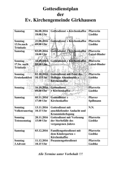 Gottesdienstplan