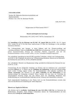 Informationen - am Seminar f&uuml;r ABWL und Bankbetriebslehre