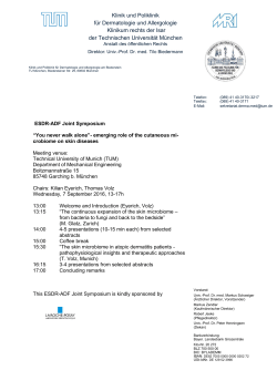 ESDR-ADF Joint Symposium - Klinik und Poliklinik für Dermatologie
