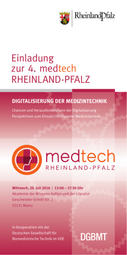 Einladung zur 4. medtech RHEINLAND-PFALZ