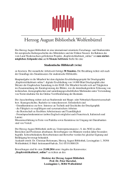 Studentische Hilfskraft (w/m) - Herzog August Bibliothek Wolfenbüttel