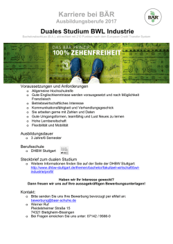 Duales Studium BWL Industrie