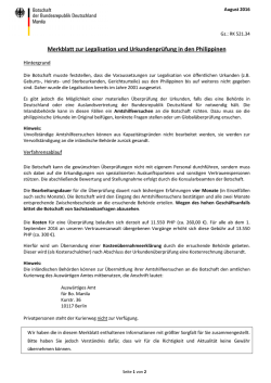 Merkblatt zur Legalisation und Urkundenpr&uuml;fung in den Philippinen