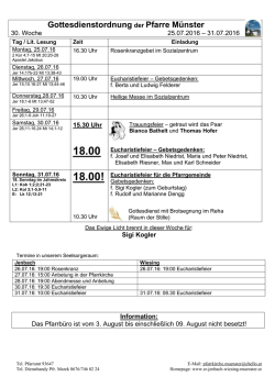 Gottesdienstordnung KW 30 - Seelsorgeraum Jenbach