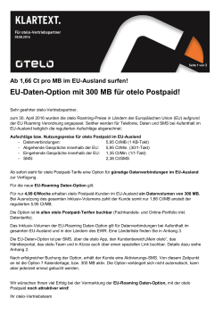 EU-Daten-Option mit 300 MB für otelo Postpaid!