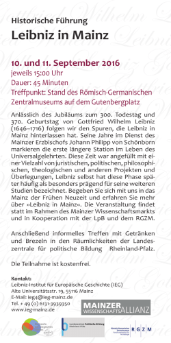 Flyer »Historische Führung: Leibniz in Mainz - Leibniz