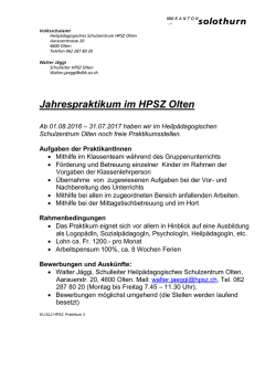 Jahrespraktikum im HPSZ Olten