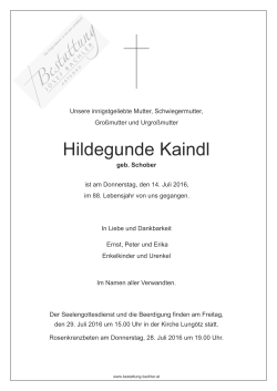 Hildegunde Kaindl - Bestattung | Josef Bachler