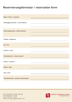 Reservierungsformular / reservation form