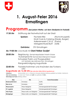 Bundesfeier 2016 - Programm