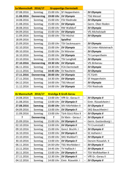 Spielpläne 1a und 1b für 2016 hier verfügbar