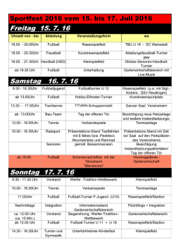 Freitag 15. 7. 16 Samstag 16. 7. 16 Sonntag 17. 7. 16