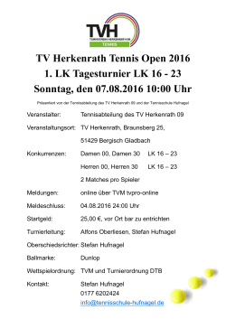 TV Herkenrath Tennis Open 2016 1. LK Tagesturnier LK 16