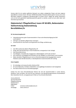 Dipl. Pflegefachfrau/-mann HF 60-80% f&uuml;r die Bettenstation