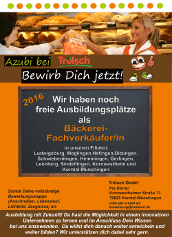 AZUBI Bäckerei Fachverkäufer/in