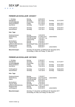 Ferienplan 2016 - 2018