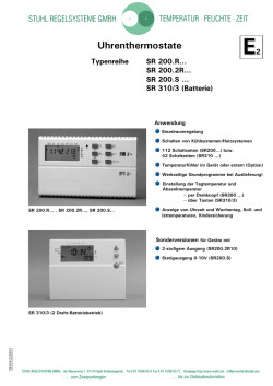 Uhrenthermostate Typenreihe SR 200.R... SR 200.2R... SR 200.S