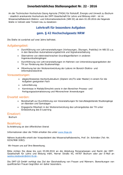 Innerbetriebliches Stellenangebot Nr. 22 - 2016